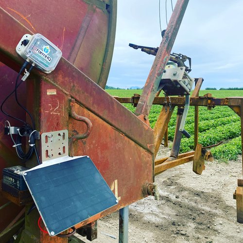 A FarmHQ device with solar power installed