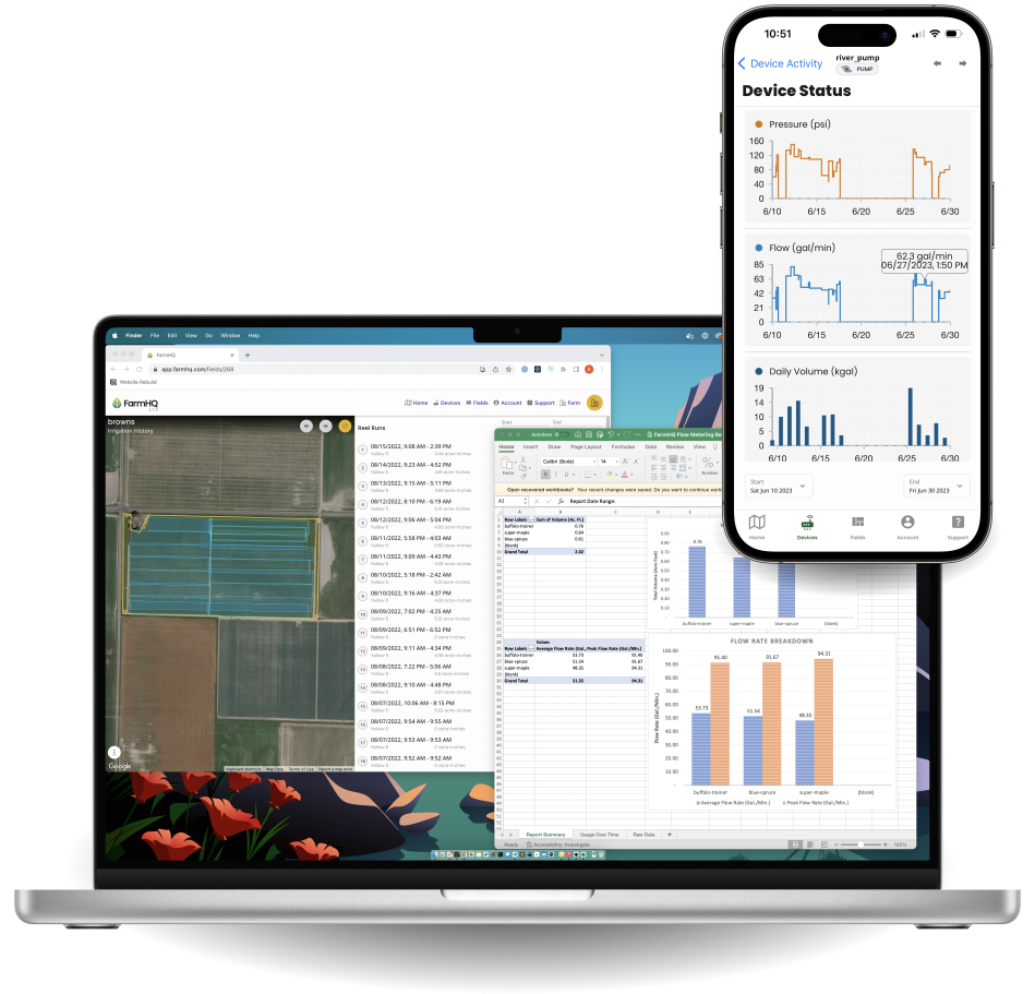 FarmHQ will let you see your flow rate in real-time