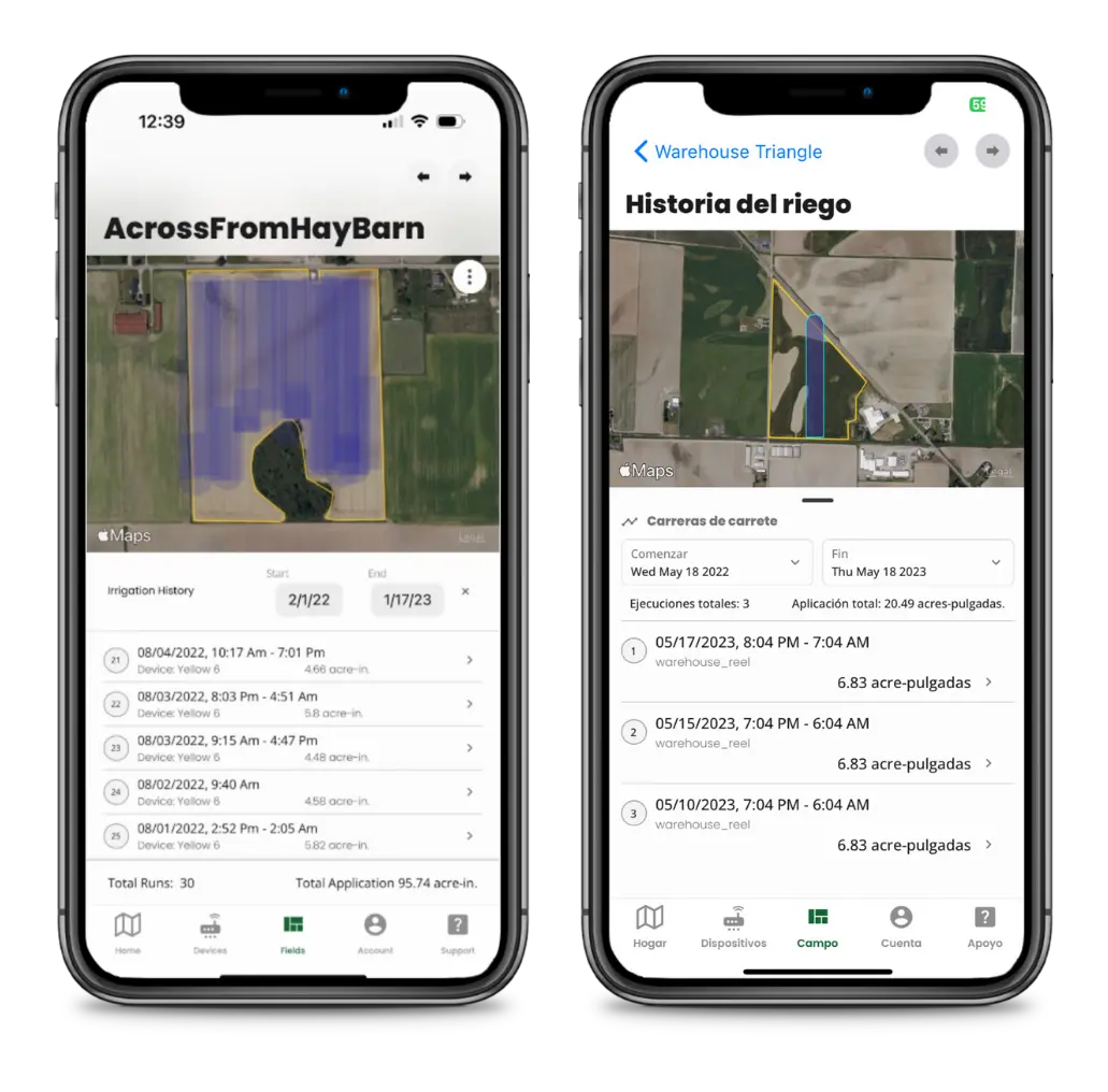 FarmHQ irrigation app works in spanish, french, english, and italian