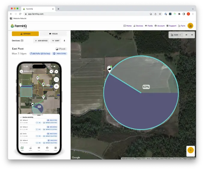 FarmHQ monitors your center-pivot.