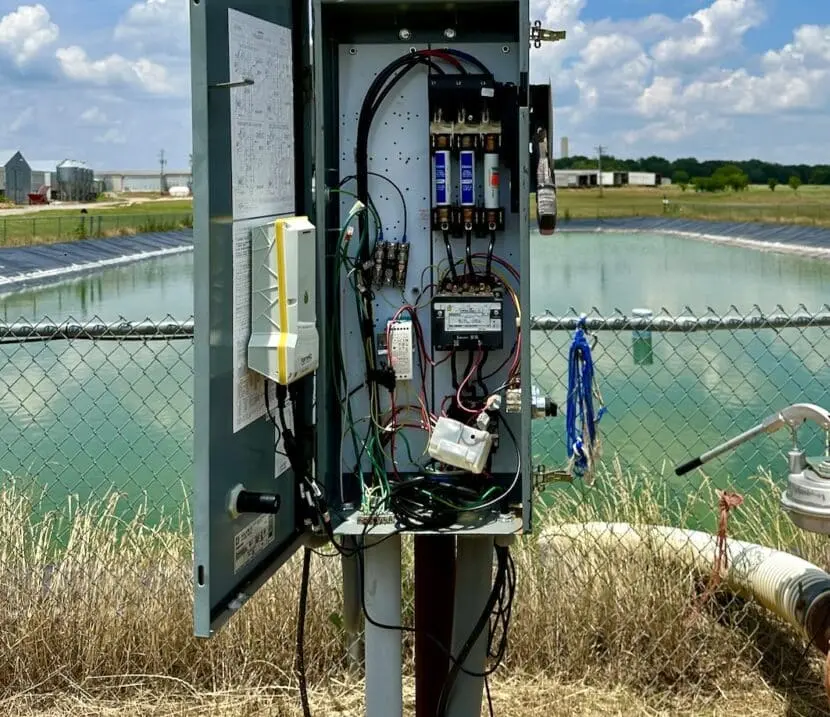 Electric pump and FarmHQ FarmHQ monitoring and control creates irrigation schedules