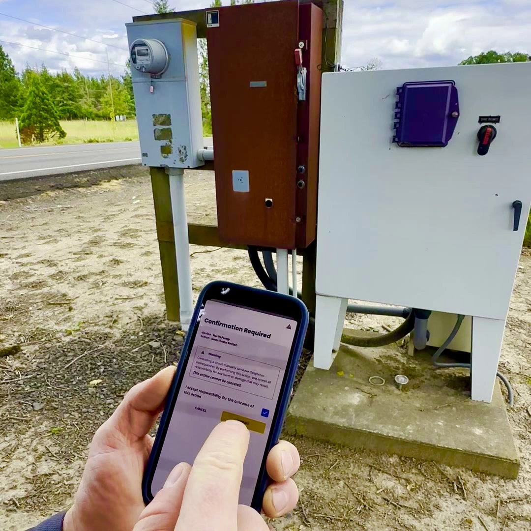 phone and pump with app FarmHQ turns your pump on and off